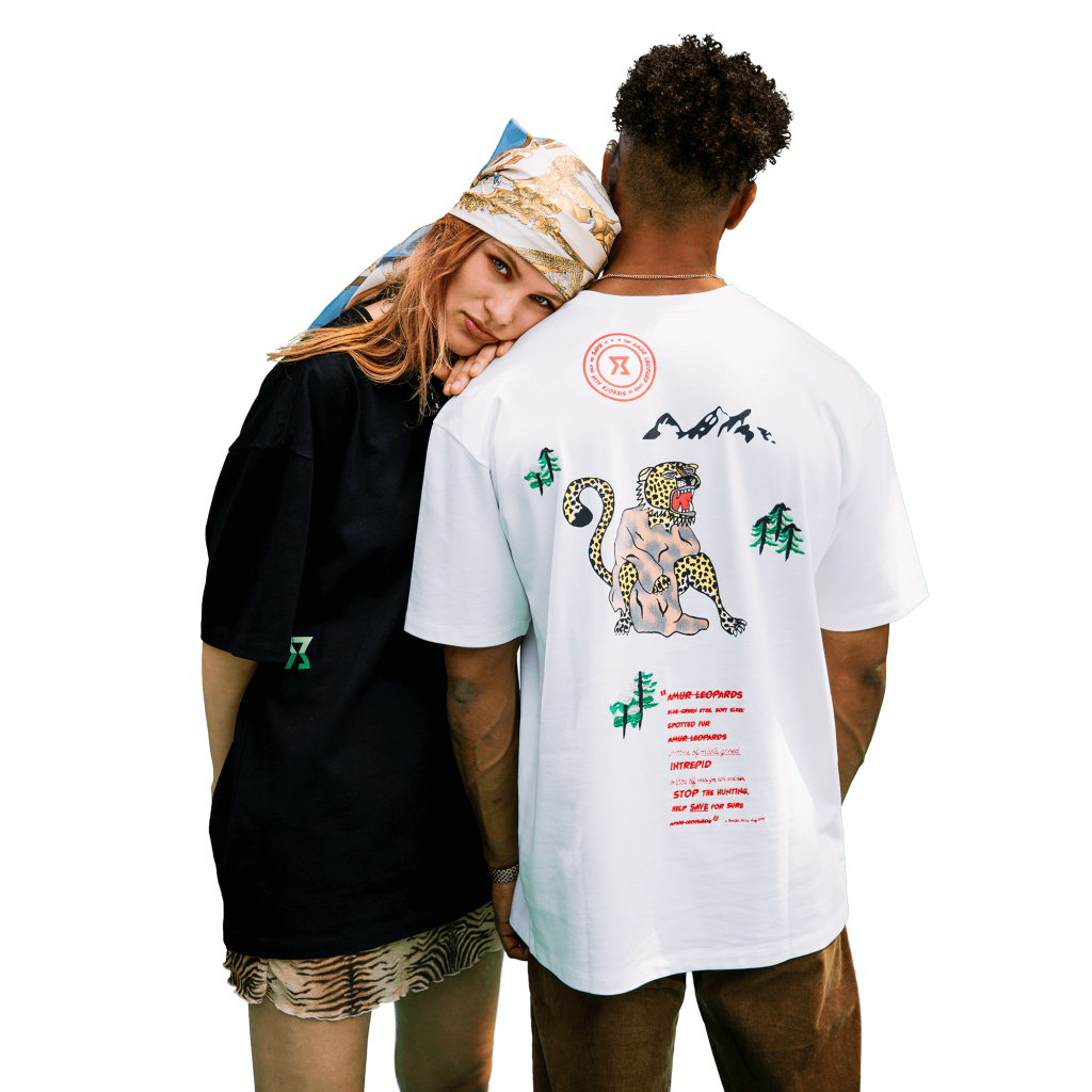 Amur Leopard Tee Black back view — sustainably made in Portugal