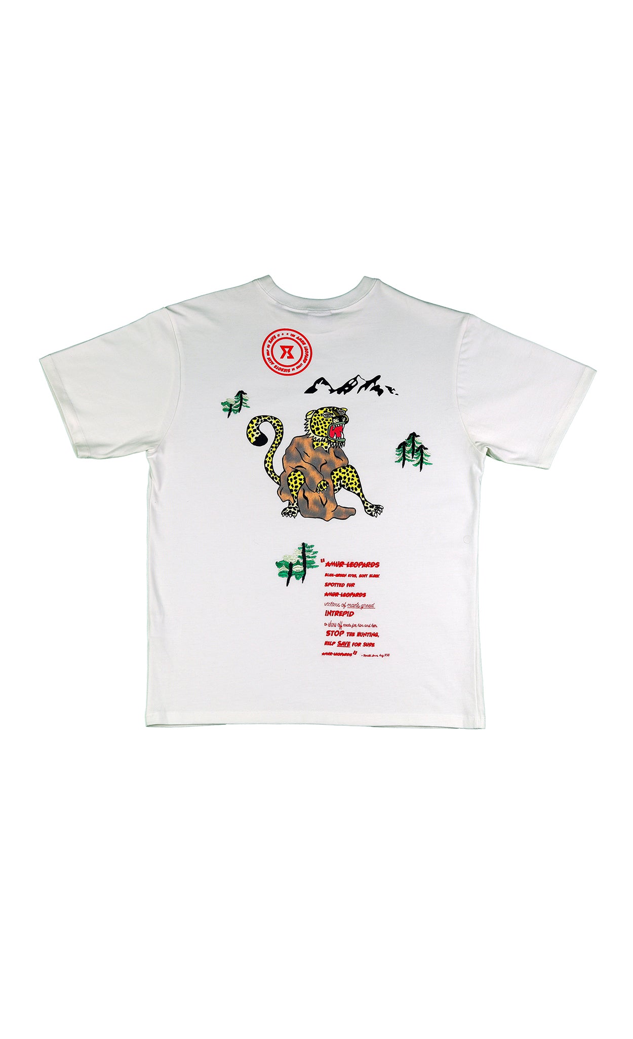 Amur Leopard Tee in white — GOTS certified 270 GSM organic cotton by Achilles and the Tortoise