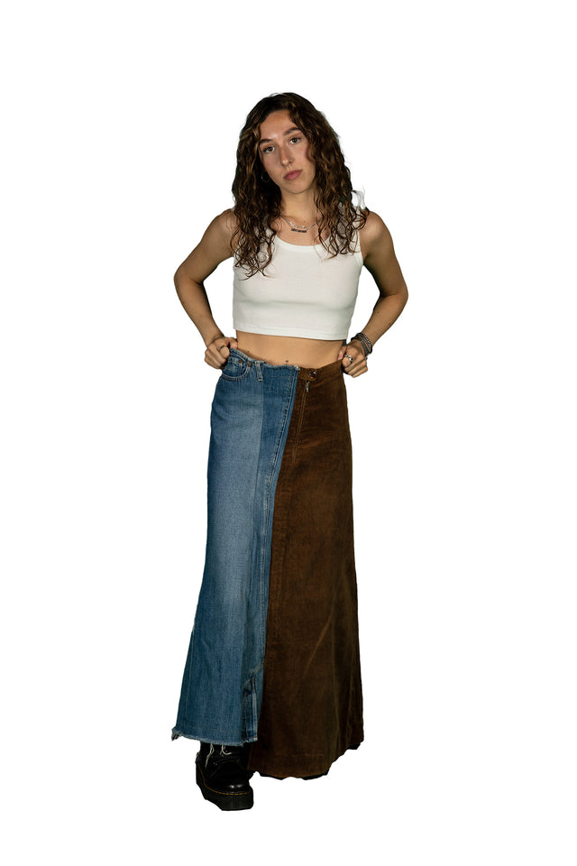 Denim and Corduroy Skirt