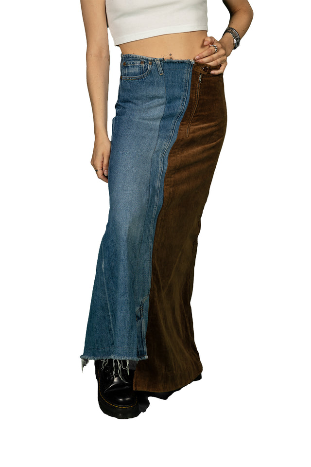 Denim and Corduroy Skirt